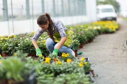 Landscaping team preparing a safe garden worksite in Wimbledon